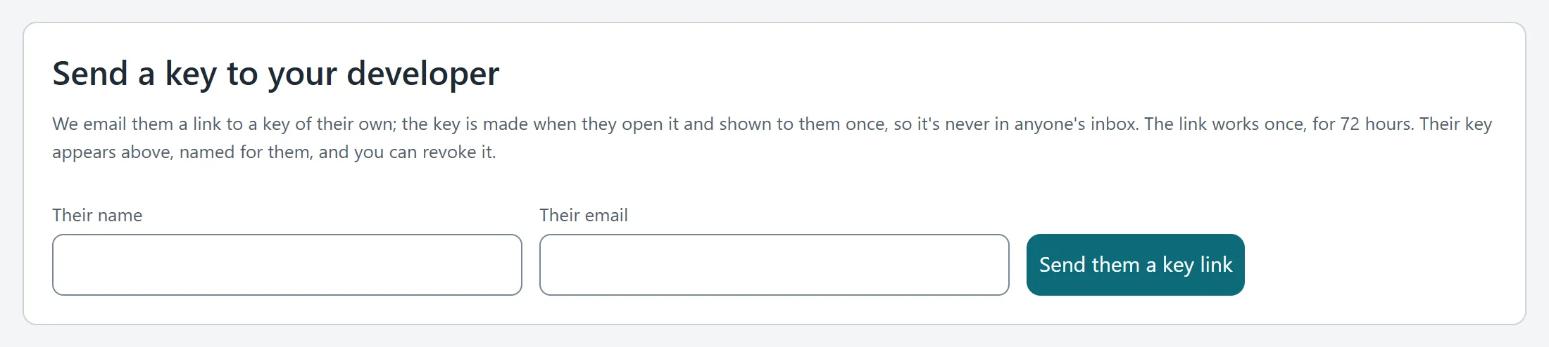 Sending a key to your developer