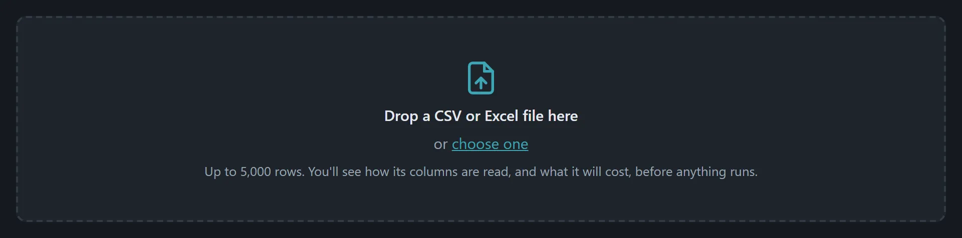 The drop area on the Files page