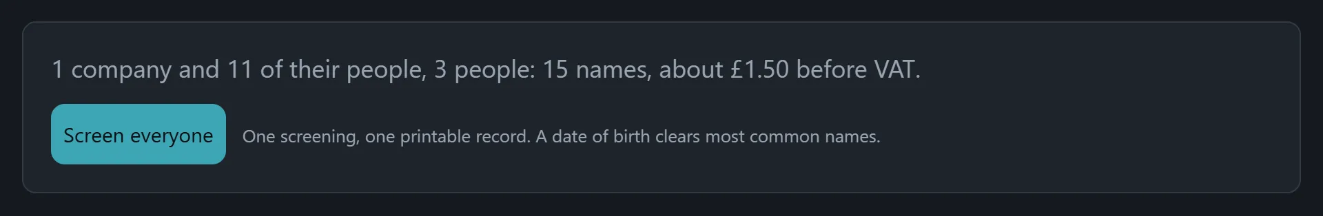 The total: how many names, and the cost